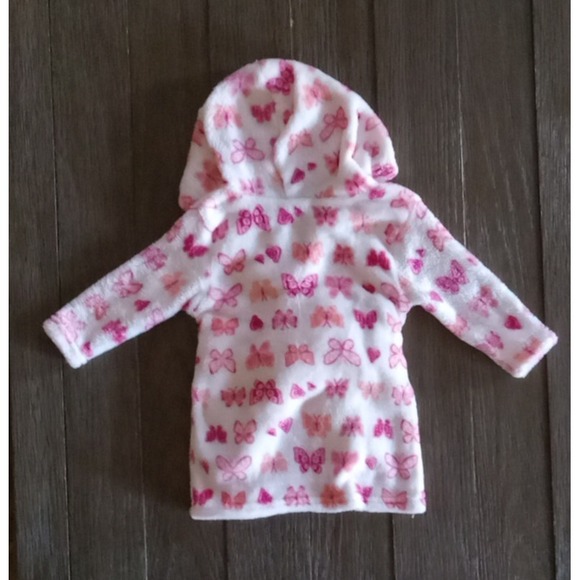 DUCK DUCK GOOSE Cozy Fleece Pink/ BUTTERFLY Infant Robe  ~ #D06406 ~ 0-9 Months - Picture 8 of 9
